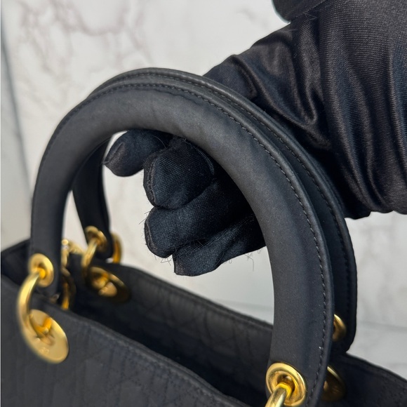 Dior Black Quilted Satchel with Gold Accents - Picture 6 of 13